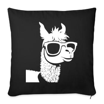 Lustiges Alpaka mit Sonnenbrille Coole Alpakas - Sofakissenbezug 45 x 45 cm - Schwarz - Vorne