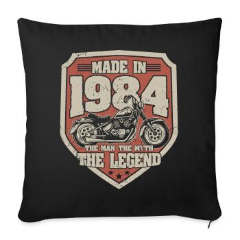 1984 Vintage Man Myth Legend Motorcycle - Sofa pillowcase 17,3'' x 17,3'' (45 x 45 cm) - black - Front
