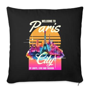 Paris, Tour Eiffel, France, Ville, Horizon, Art - Housse de coussin décorative 45 x 45 cm - noir - Devant