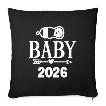 Bébé 2026 Naissance 2026 Enceinte 2026 - Housse de coussin décorative 45 x 45 cm - noir - Devant