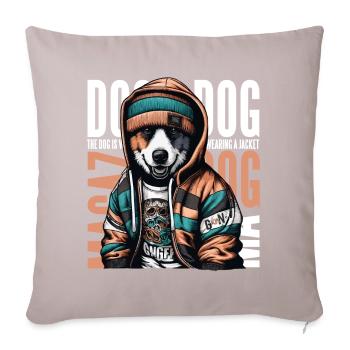 URBAN CHIC: DOG EMBRACES CITY LIFE IN STYLE - Sofa pillowcase 17,3'' x 17,3'' (45 x 45 cm) - light taupe - Front
