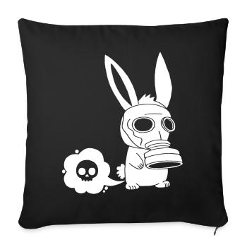 Lapin blanc qui pète - Housse de coussin décorative 45 x 45 cm - noir - Devant