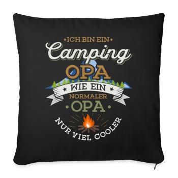 Camping Opa Lagerfeuer Camper Zelten Campingplatz - Sofakissenbezug 45 x 45 cm - Schwarz - Vorne