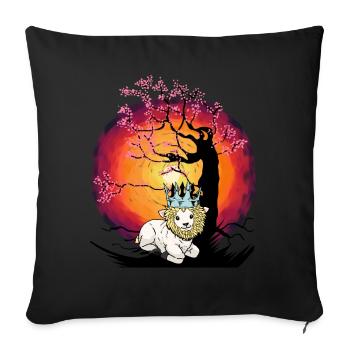 Tree, Cherry Blossom, Cherry Blossom, Sheep, Lion, Crown - Sofa pillowcase 17,3'' x 17,3'' (45 x 45 cm) - black - Front