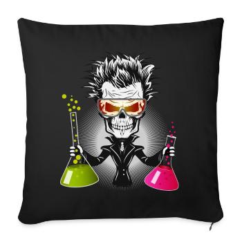 Crâne en scientifique sombre dans le laboratoire - Housse de coussin décorative 45 x 45 cm - noir - Devant