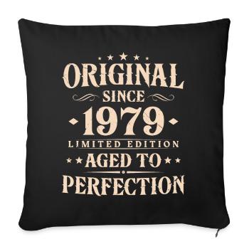 Cadeau d’anniversaire Vintage original 1979 - Housse de coussin décorative 45 x 45 cm - noir - Devant