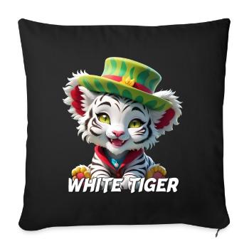 Tigre blanc - Housse de coussin décorative 45 x 45 cm - noir - Devant