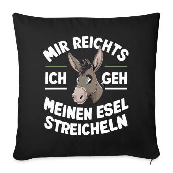 Esel Eselchen Maultier Muli - Sofakissenbezug 45 x 45 cm - Schwarz - Vorne