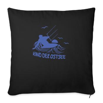 Kitesurfer Kind Ostsee Kiten Silhouette Meer - Sofakissenbezug 45 x 45 cm - Schwarz - Vorne