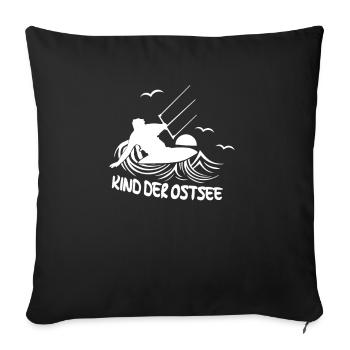 Kitesurfer Kind Ostsee Kiten Silhouette Meer - Sofakissenbezug 45 x 45 cm - Schwarz - Vorne