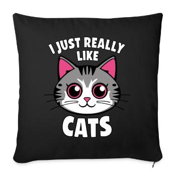Chat Chats Amoureux Chat Propriétaire Chaton - Housse de coussin décorative 45 x 45 cm - noir - Devant