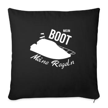 My Boat My Rules Motorboat - Sofa pillowcase 17,3'' x 17,3'' (45 x 45 cm) - black - Front