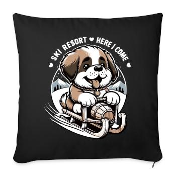 Chien Saint-Bernard - Housse de coussin décorative 45 x 45 cm - noir - Devant
