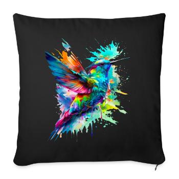 Colibri peint - Housse de coussin décorative 45 x 45 cm - noir - Devant