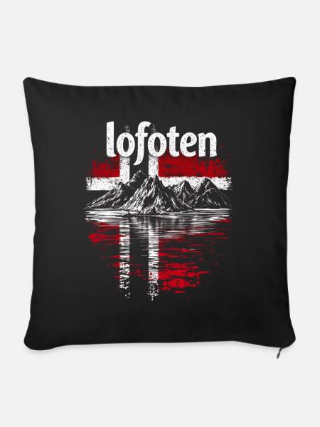 Lofoten Norwegen - Sofakissenbezug 45 x 45 cm - Schwarz