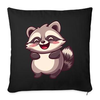 Cute Adorable Raccoon - Charming Cartoon Design - Sofa pillowcase 17,3'' x 17,3'' (45 x 45 cm) - black - Front