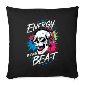 Totenkopf mit Kopfs - De l’énergie dans chaque battement - Housse de coussin décorative 45 x 45 cm - noir - Devant