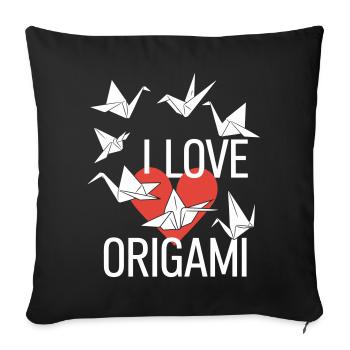 Origami Herz Liebe T-Shirt - Sofakissenbezug 45 x 45 cm - Schwarz - Vorne