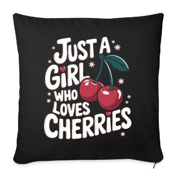 Kirsche Kirschen Früchte Essen - Sofakissenbezug 45 x 45 cm - Schwarz - Vorne