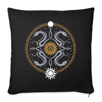Snake wheel with sun and moon - Sofa pillowcase 17,3'' x 17,3'' (45 x 45 cm) - black - Front