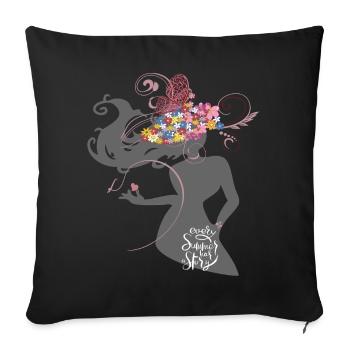 Girl Sommer - Sofakissenbezug 45 x 45 cm - Schwarz - Vorne