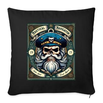 Sailor Skull Skull Captain Ahoy Ship - Sofa pillowcase 17,3'' x 17,3'' (45 x 45 cm) - black - Front