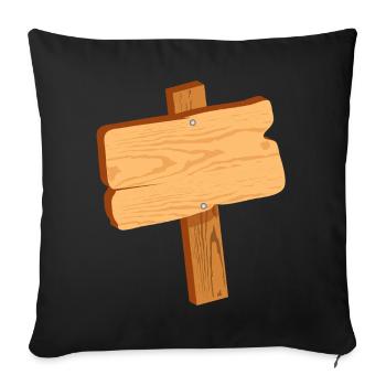 Panneau rustique en aspect bois sans texte - Housse de coussin décorative 45 x 45 cm - noir - Devant