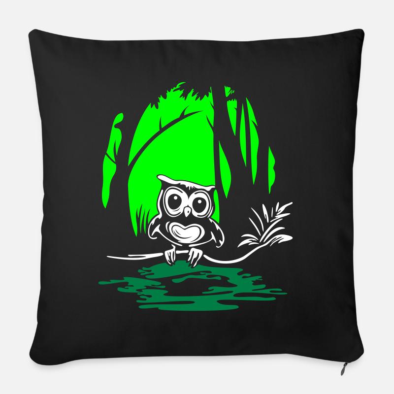 Owling the swamp - Sofa pillowcase 17,3'' x 17,3'' (45 x 45 cm) - black
