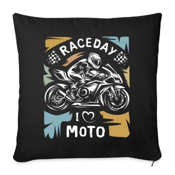 Motorcycle Racing vintage - Moto Raceday Symbol - Housse de coussin décorative 45 x 45 cm - noir - Devant