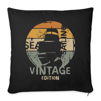 Ancien voilier vintage - Icône des mers et de l’océan - Housse de coussin décorative 45 x 45 cm - noir - Devant