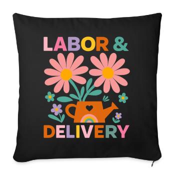 Blumen Wehen und Geburt Feier T-Shirt - Sofakissenbezug 45 x 45 cm - Schwarz - Vorne