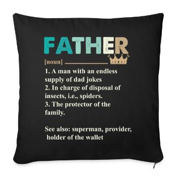 Papa Père Fête des Pères - Housse de coussin décorative 45 x 45 cm - noir - Devant