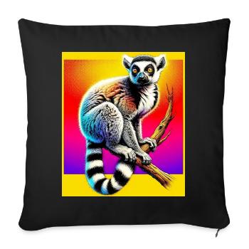 Lémurien - Housse de coussin décorative 45 x 45 cm - noir - Devant