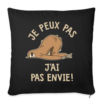 je peux pas j'ai pas envie humour drôle - Housse de coussin décorative 45 x 45 cm - noir - Devant