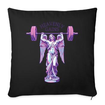 Gains célestes - Puissance de gymnase de statue d’ange - Housse de coussin décorative 45 x 45 cm - noir - Devant