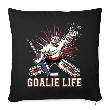 Humour Hockey Joueur Gardien Hockey - Housse de coussin décorative 45 x 45 cm - noir - Devant