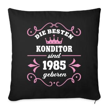 Confiseur Anniversaire 1985 Vintage Confiserie Naissance - Housse de coussin décorative 45 x 45 cm - noir - Devant