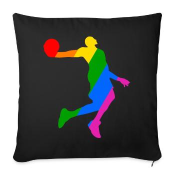 Joueur de basket-ball arc-en-ciel - Housse de coussin décorative 45 x 45 cm - noir - Devant