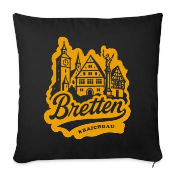 Bretten Skyline Vintage Lettering - Sofakissenbezug 45 x 45 cm - Schwarz - Vorne