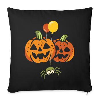 Halloween Party Kürbisse mit Spinne - Sofakissenbezug 45 x 45 cm - Schwarz - Vorne
