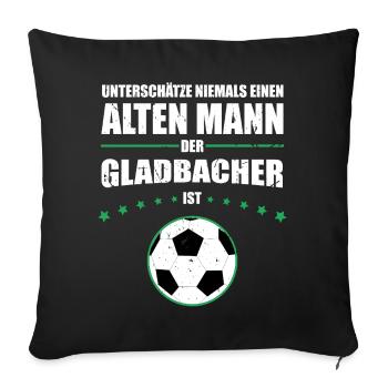 Vieil homme - Ventilateur de Mönchengladbach | Édition Vintage - Housse de coussin décorative 45 x 45 cm - noir - Devant
