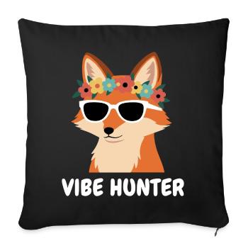 Vibe Hunter Fox with Floral Wreath - Sofa pillowcase 17,3'' x 17,3'' (45 x 45 cm) - black - Front