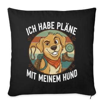 J’ai des projets avec mon chien - Housse de coussin décorative 45 x 45 cm - noir - Devant