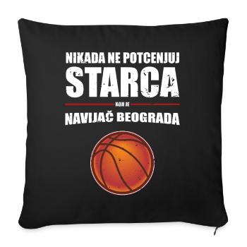 Nikada ne potcenjuj starca koji je navijač Beograd - Housse de coussin décorative 45 x 45 cm - noir - Devant