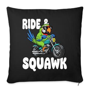 Perroquet enragé à moto - Housse de coussin décorative 45 x 45 cm - noir - Devant