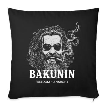 Bakunin Freedom Anarchy Portrait - Sofa pillowcase 17,3'' x 17,3'' (45 x 45 cm) - black - Front