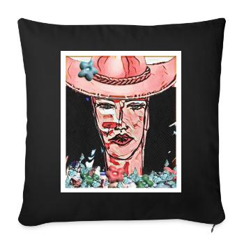 Blumenporträt mit Schmetterlingen - Sofakissenbezug 45 x 45 cm - Schwarz - Vorne