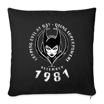 44. Geburtstag Using Superpowers Since 12/1981 - Sofakissenbezug 45 x 45 cm - Schwarz - Vorne