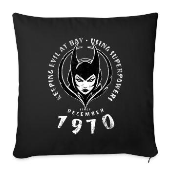 55. Geburtstag Using Superpowers Since 12/1970 - Sofakissenbezug 45 x 45 cm - Schwarz - Vorne