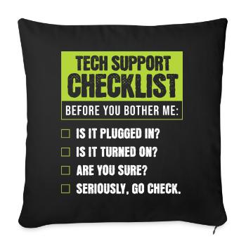 Liste d’humour du support technique pour les problèmes du quotidien - Housse de coussin décorative 45 x 45 cm - noir - Devant